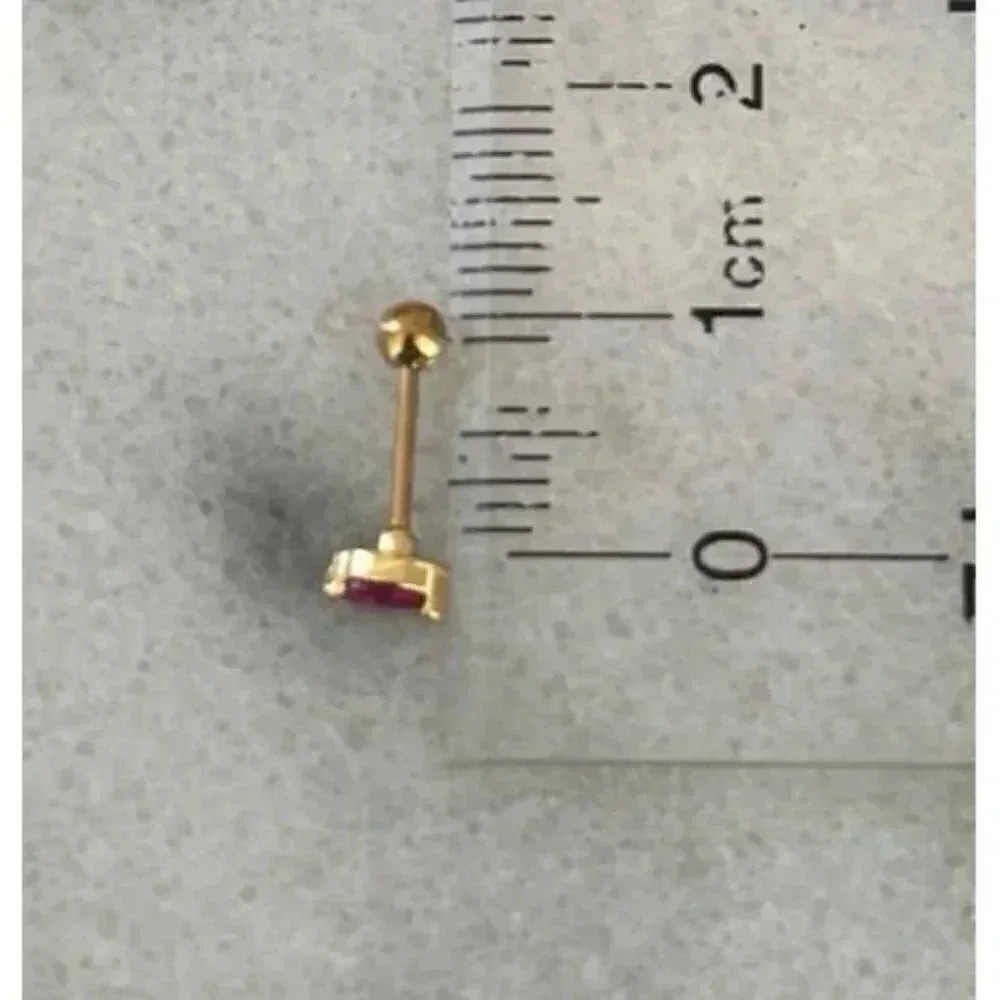 Gold Pink Tear Drop Crystal Mini Micro Small Cartilage Earring Brand New - Picture 4 of 4